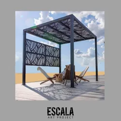 Pérgola de madera y sillones