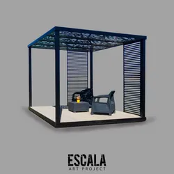 Pérgola de madera y sillones