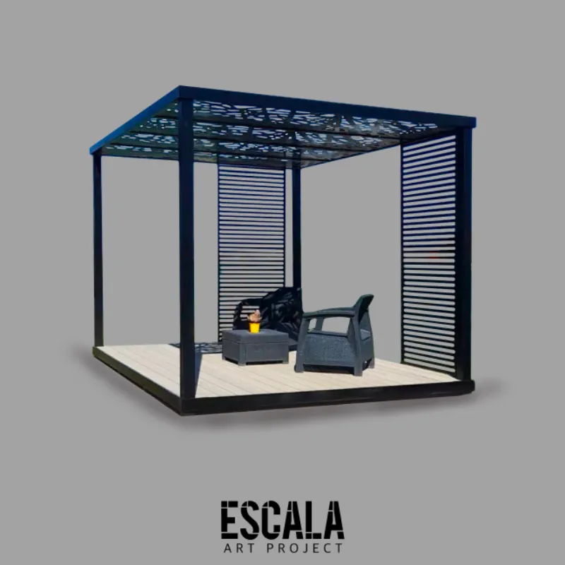 Pérgola de madera y sillones
