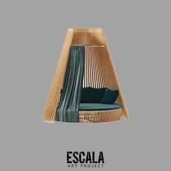 Sofá de exterior con cortina