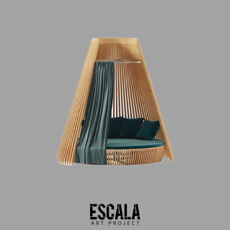 Sofá de exterior con cortina