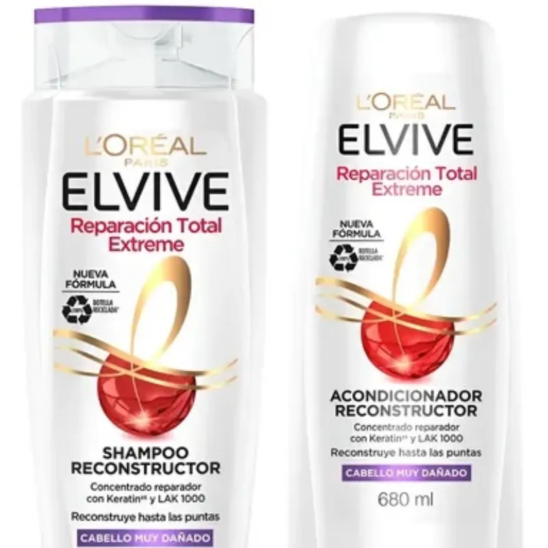 Juego de shampoo y acondicionador L’Oréal ELVIVE Reparación Total Extreme 680ml