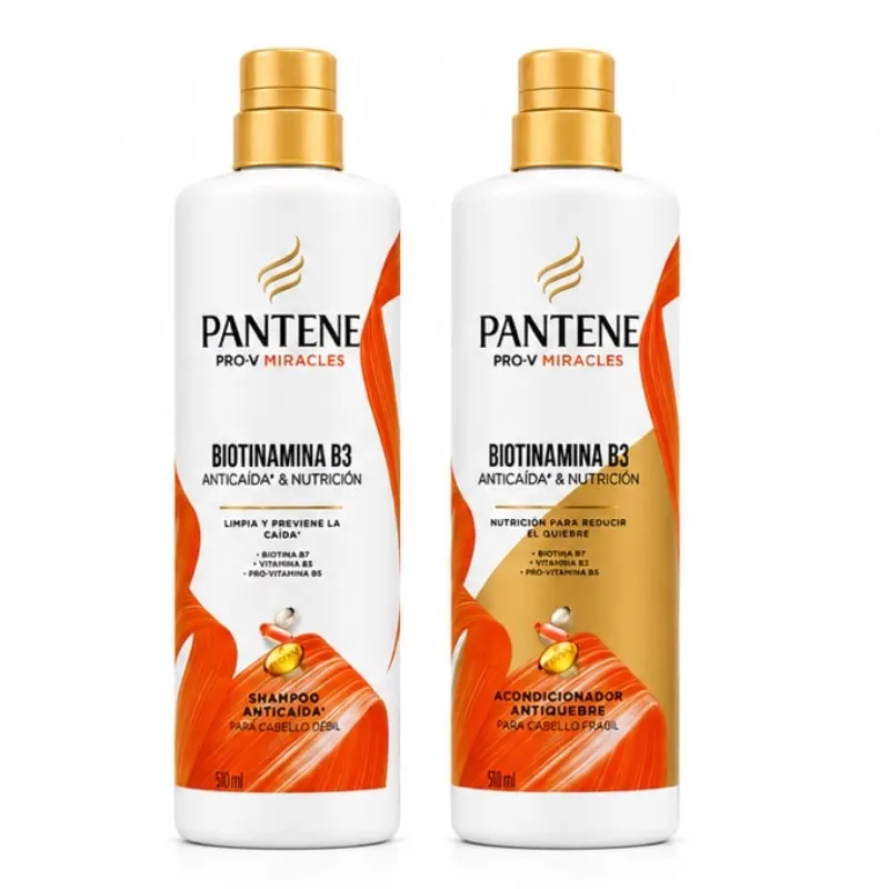 Juego de shampooo y acondicionador Pantene BIOTINAMINA B3 510ml