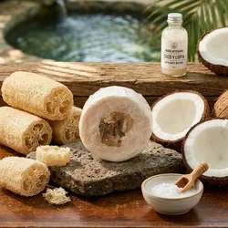 Jabón de coco y luffa