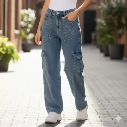 💙✨️Pantalón mezclilla oscura con brillitos✨️💙