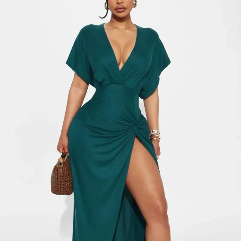 👗💚Vestido con abertura en la pierna 👗💚