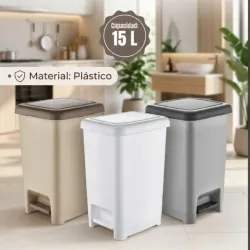 Cesto de basura con tapa de 15L