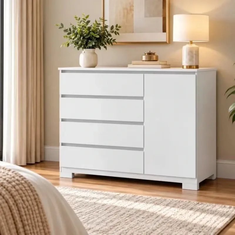 Cómoda de 4 gavetas y 1 puerta