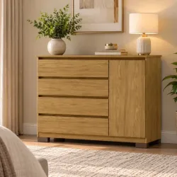 Cómoda de 4 gavetas y 1 puerta