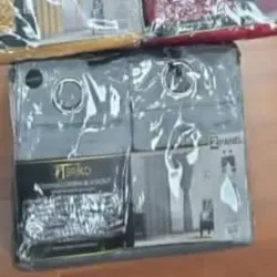 Cortina tapasol  con borlas [ gris claro ]