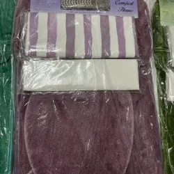 Juego de cortina de ducha y alfombras [ morada ]
