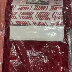 Juego de cortina de ducha y alfombras [ rojo oscuro]