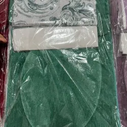 Juego de cortina de ducha y alfombras [ verde claro ]