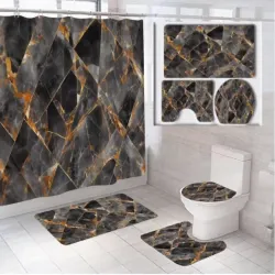 Juego de cortinas de baño y alfombras