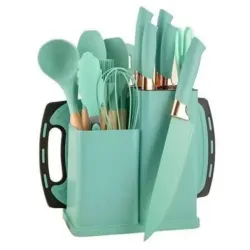 Juego de cucharones, cuchillos y tabla de picar 