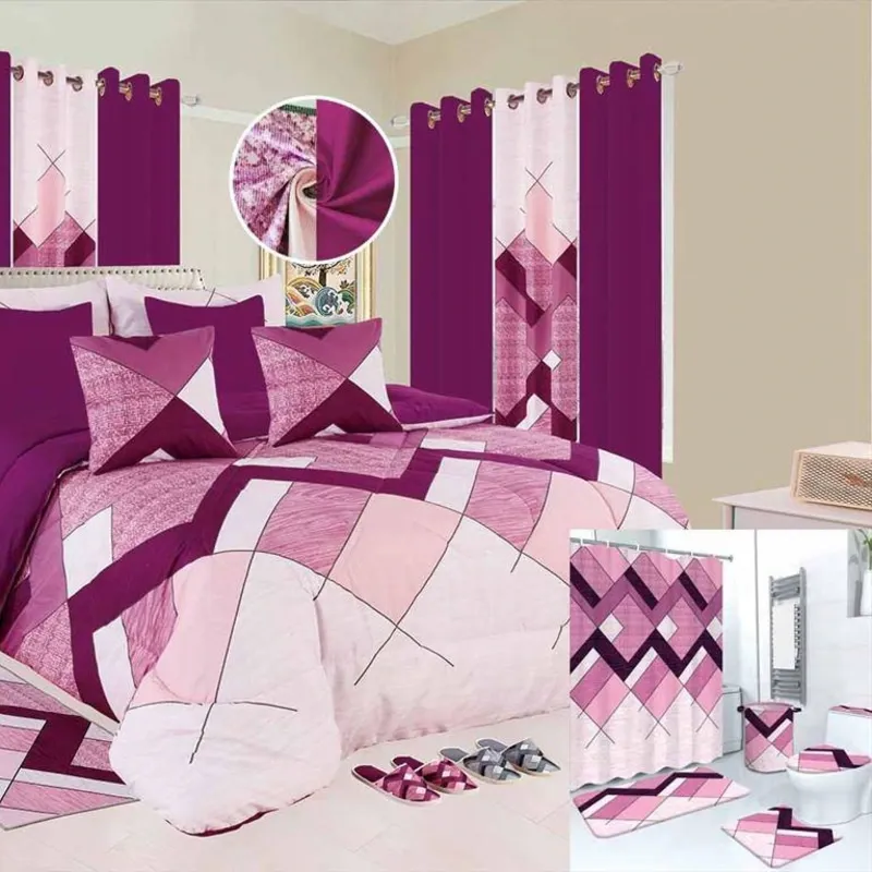 Juegos de edredon, cortinas y juego de baño talla FULL