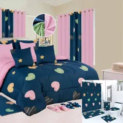 Juegos de edredon, cortinas y juego de baño talla FULL
