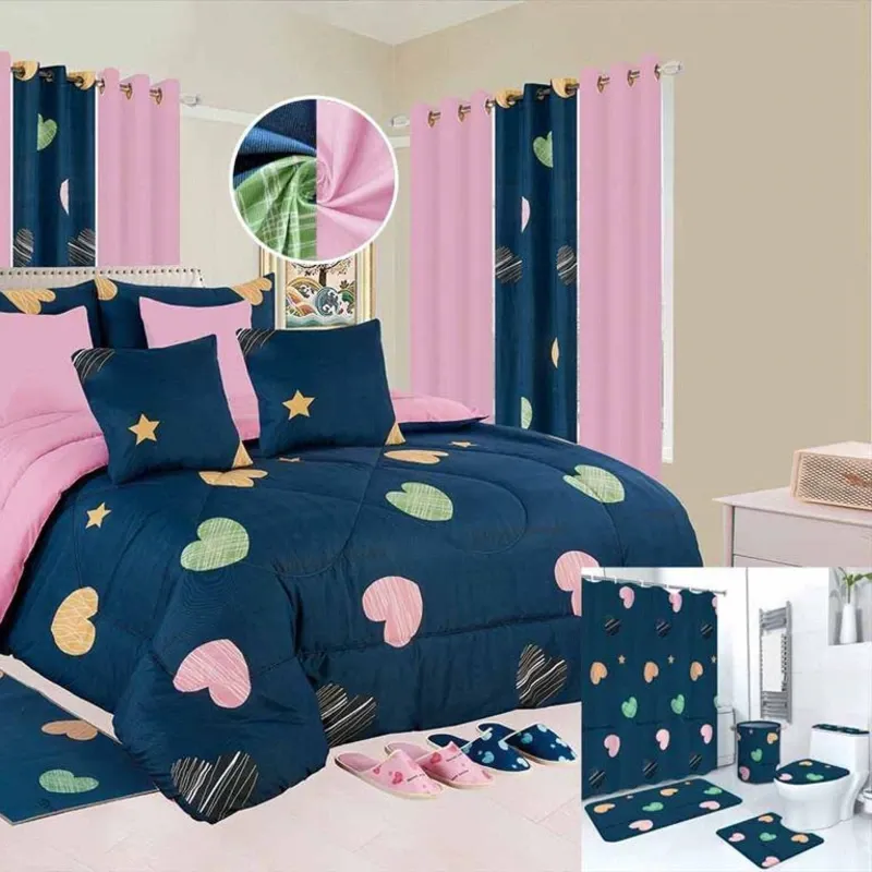 Juegos de edredon, cortinas y juego de baño talla FULL