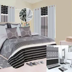 Juegos de edredon, cortinas y juego de baño talla FULL
