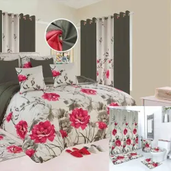 Juegos de edredon, cortinas y juego de baño talla FULL