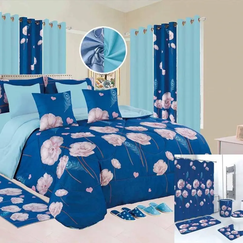 Juegos de edredon, cortinas y juego de baño talla FULL