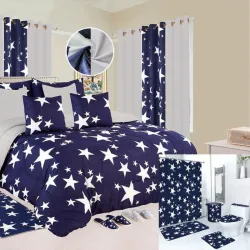 Juegos de edredon, cortinas y juego de baño talla FULL