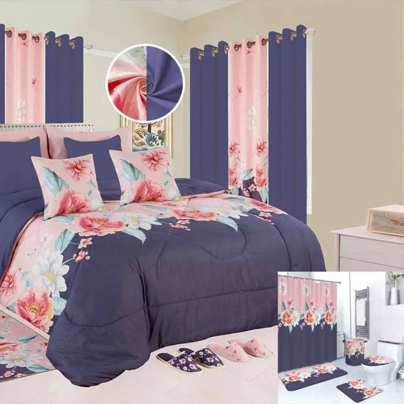 Juegos de edredon, cortinas y juego de baño talla FULL