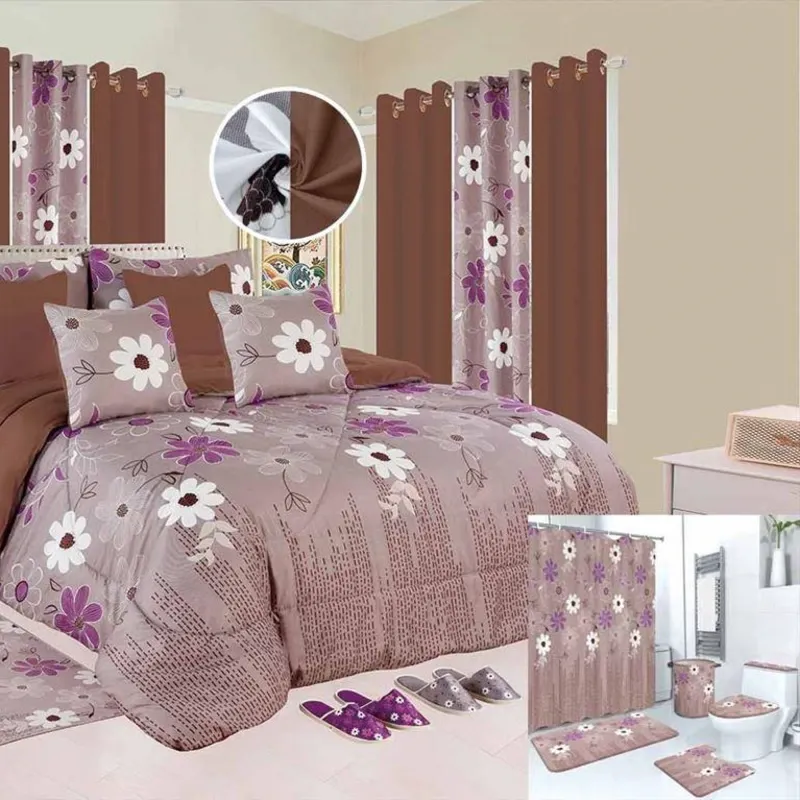 Juegos de edredon, cortinas y juego de baño talla FULL