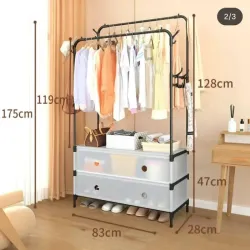 Percha de ropa doble con zapatera antipolvo