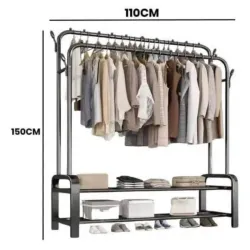 Percha de ropa doble con zapatera 