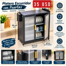 Platero de 3 niveles con puertas para encima de meseta
