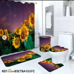 Set de cortina de baño en 3D y juego de alfombras