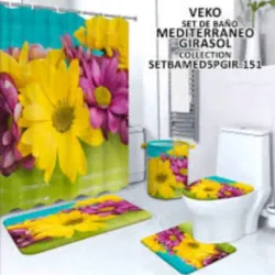 Set de cortina de baño en 3D y juego de alfombras