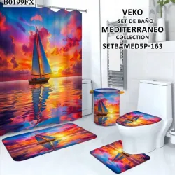 Set de cortina de baño en 3D y juego de alfombras