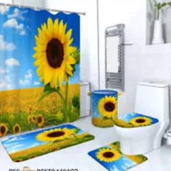 Set de cortina de baño en 3D y juego de alfombras
