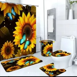 Set de cortina de baño en 3D y juego de alfombras