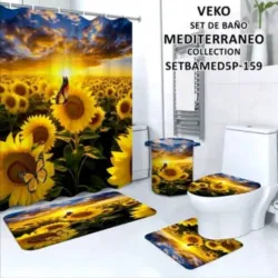 Set de cortina de baño en 3D y juego de alfombras