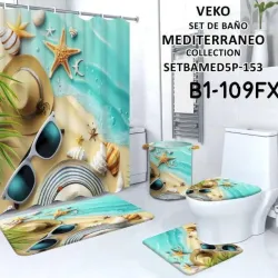 Set de cortina de baño en 3D y juego de alfombras
