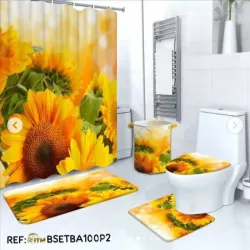 Set de cortina de baño en 3D y juego de alfombras