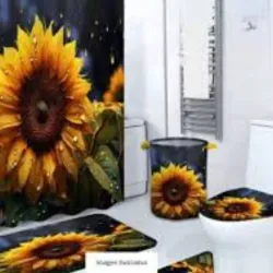 Set de cortina de baño en 3D y juego de alfombras