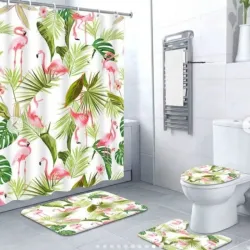 Set de cortina de baño y juego de alfombras