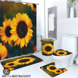 Set de cortina de baño en 3D y juego de alfombras