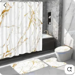 Set de cortinas de baño y juego de alfombras