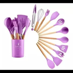 Set de cucharones de madera y silicona