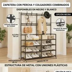 Zapatera doble con ganchos