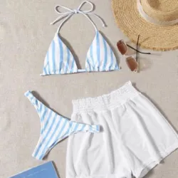 Bikni de Rayas Azul y Blanco 