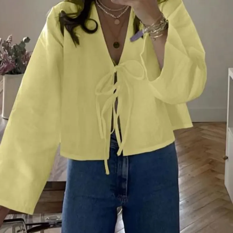 Blusa de Mangas Largas Amarilla