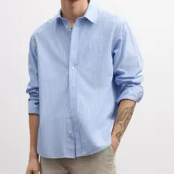 Camisa Azul de Rayas Blancas
