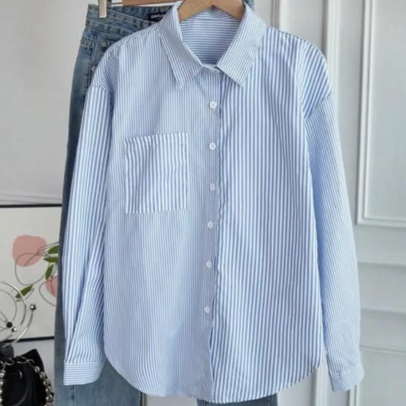 Camisa de Rayas Azul y Blanco 