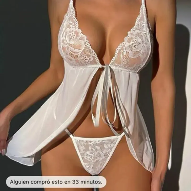 conjunto de lencería blanca 